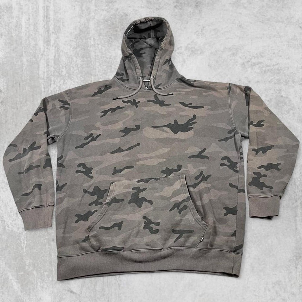 Dixxon Flannel Co Mens XL Grey Camo Pullover Hoodie Live Fast Fleece Sweatshirt